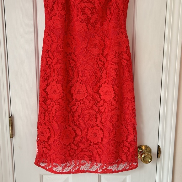 J Crew Lace Sheath Dress- Coral size 0 - Picture 3 of 12